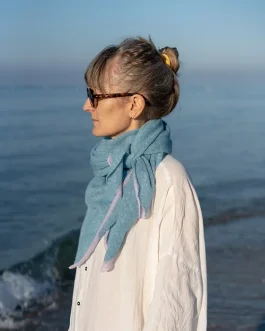 Maison Me Oh! : Carré cachemire et lin bleu glacier / lurex ciel / parme