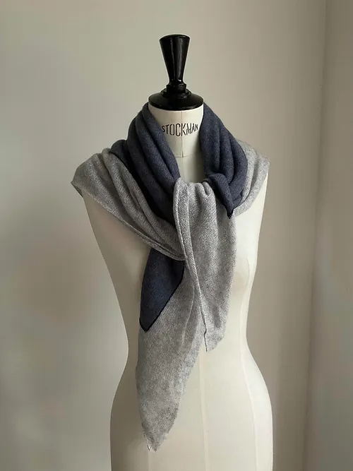 Maison Me Oh! : Double carré cachemire et lin bleu orage / gris nuage / lurex marine