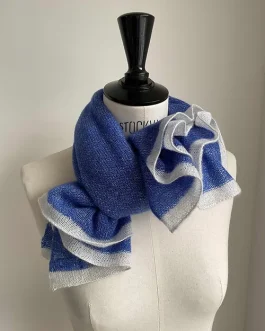 Maison Me Oh! : Carré cachemire et lin bleu Klein / gris pâle