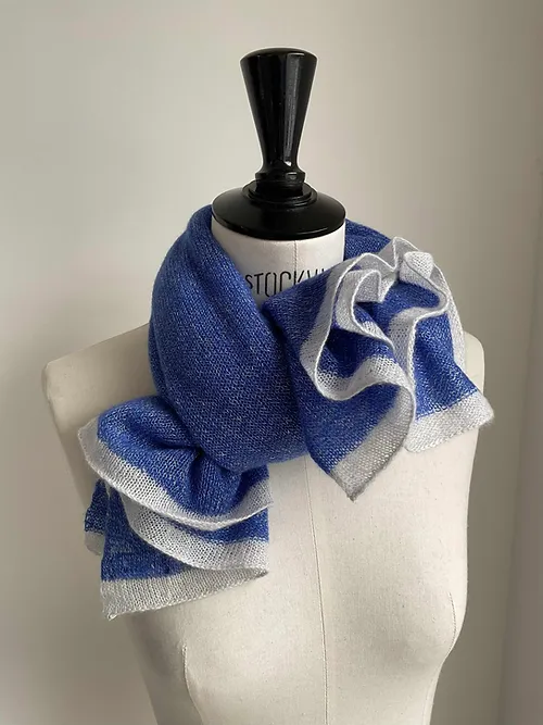 Maison Me Oh! : Carré cachemire et lin bleu Klein / gris pâle