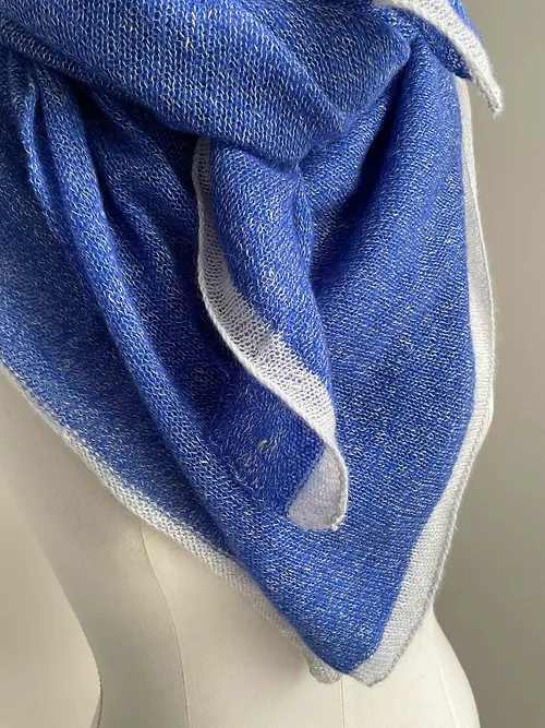 Carré cachemire et lin bleu Klein / gris pâle - Image 3