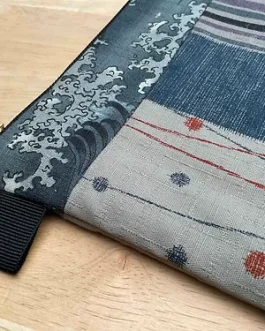 Pochette tissus japonais motifs pois rayures / vagues