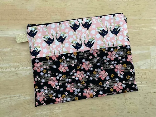 Pochette tissus japonais motifs grues / fleurs sakura - Image 3