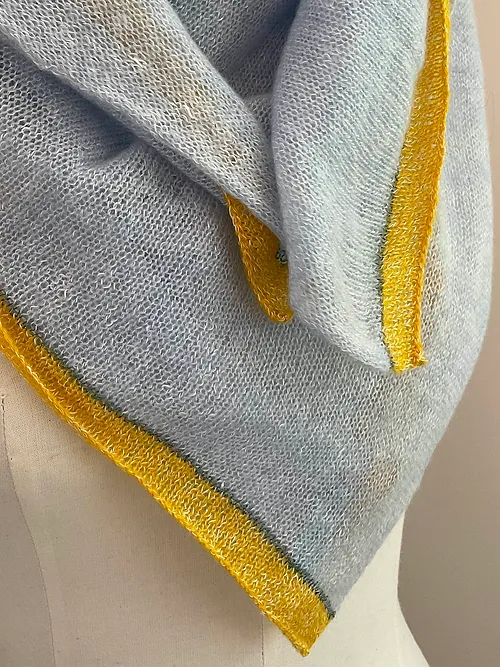 Carré cachemire et lin ciel / lurex bleu d'Islande / bouton d'or - Image 2