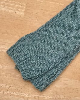 Mitaines longues pur cachemire bleu céleste chiné