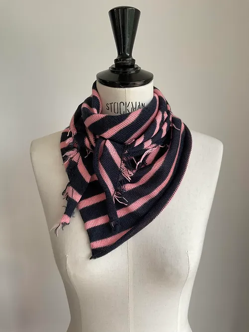 Maison Me Oh! : Foulard cachemire rayures marin encre / rose bonbon
