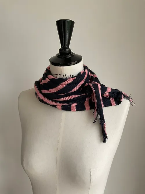 Foulard cachemire rayures marin encre / rose bonbon - Image 2