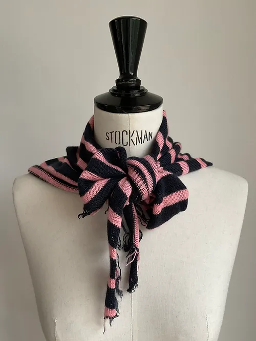 Foulard cachemire rayures marin encre / rose bonbon - Image 3
