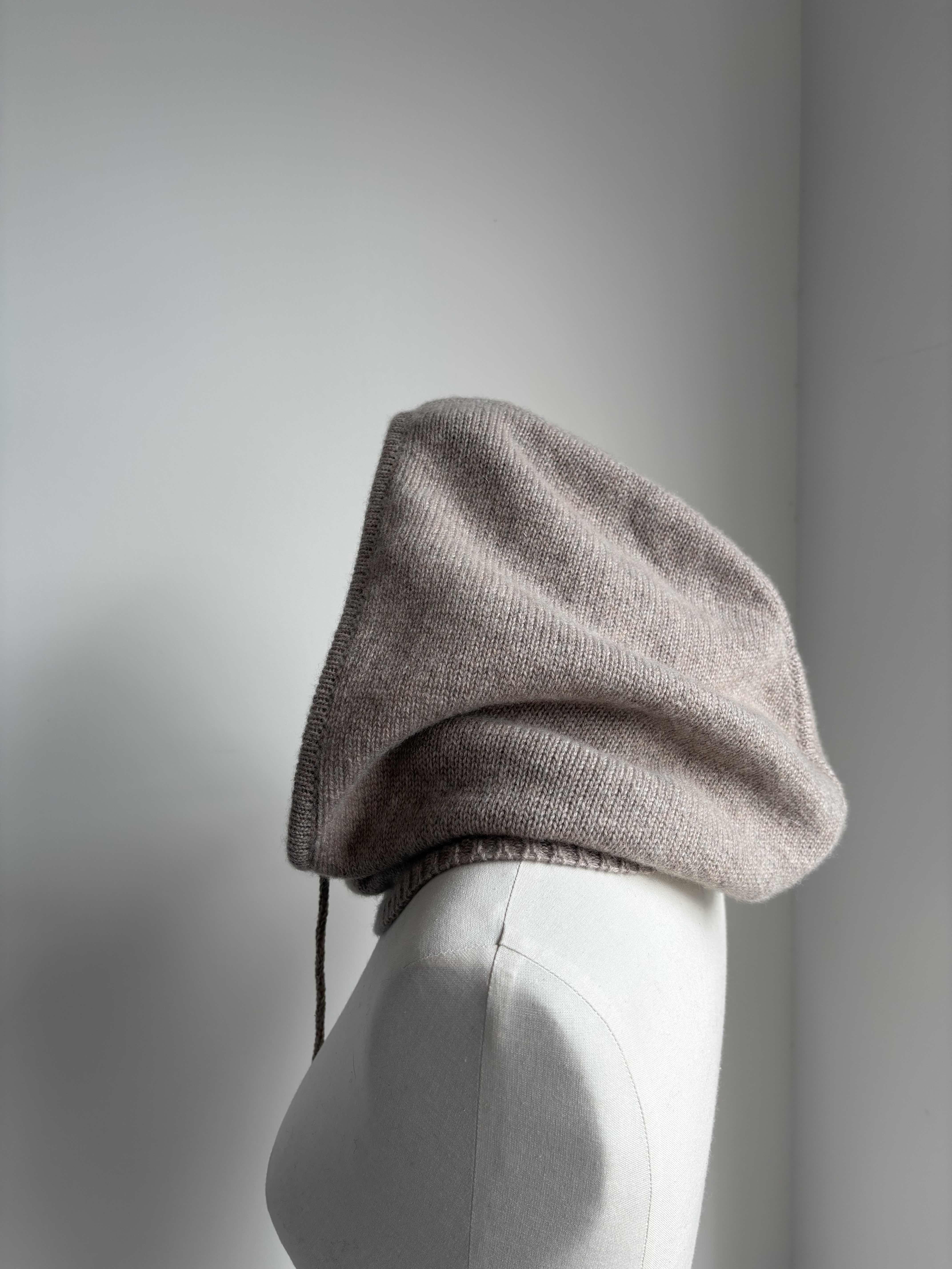 Maison Me Oh! : Balaclava capuche : cagoule pur cachemire jersey uni beige poussière de Lune