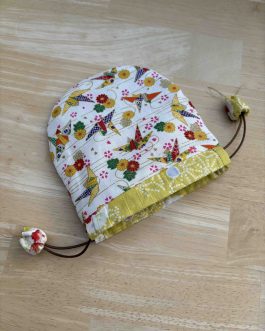 Pochette kinchaku japonais motifs origami multicolore / poisson rouge