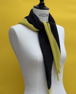 Foulard écharpe cachemire peigné gris charbon / jaune citron
