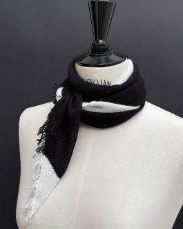 Foulard écharpe cachemire peigné noir / blanc