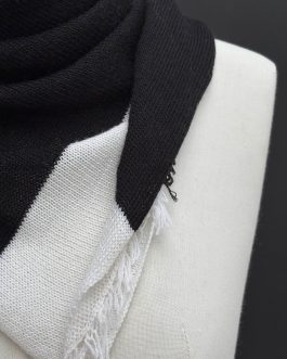 Foulard écharpe cachemire peigné noir / blanc