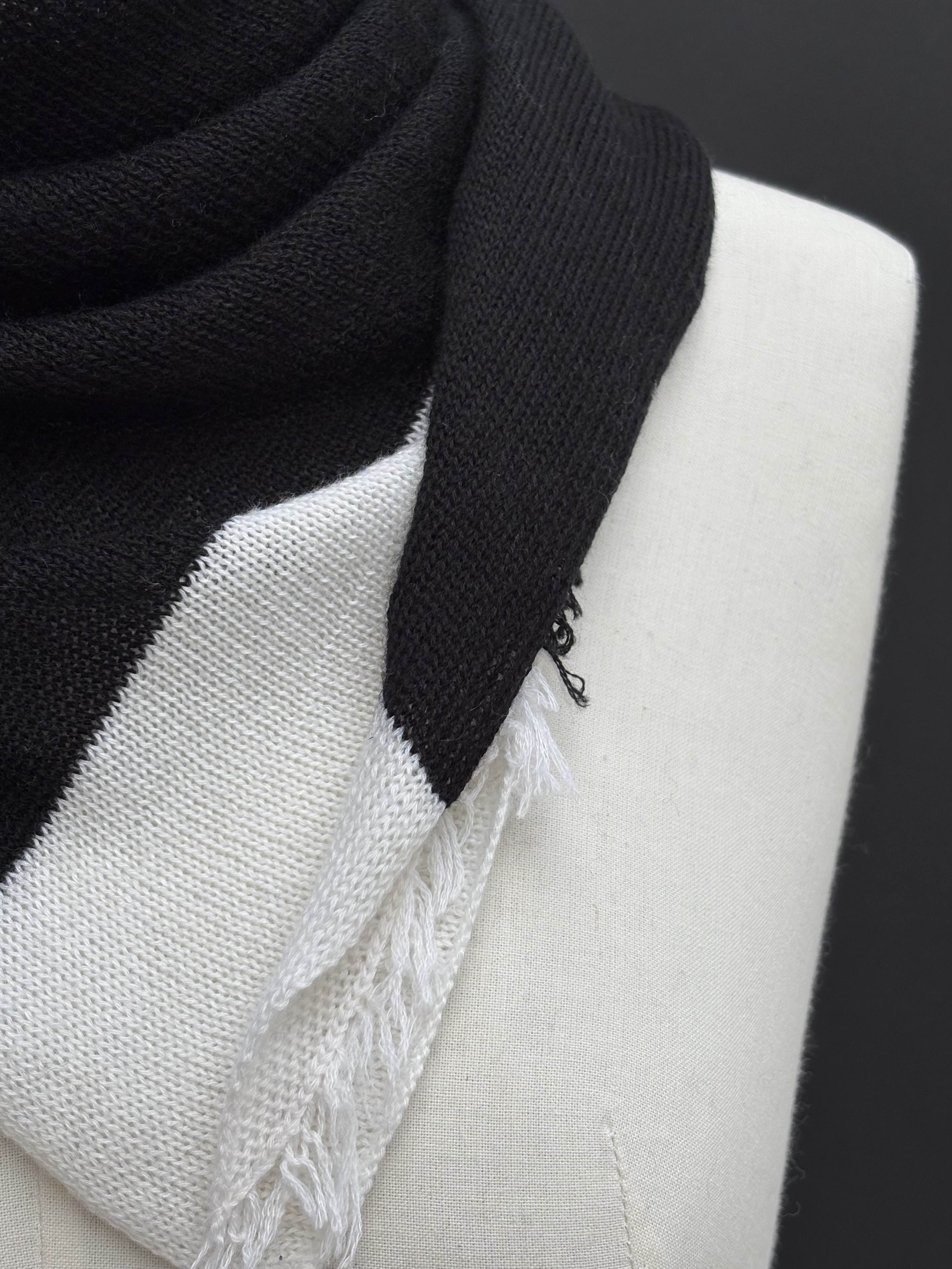 Foulard écharpe cachemire peigné noir / blanc - Image 2