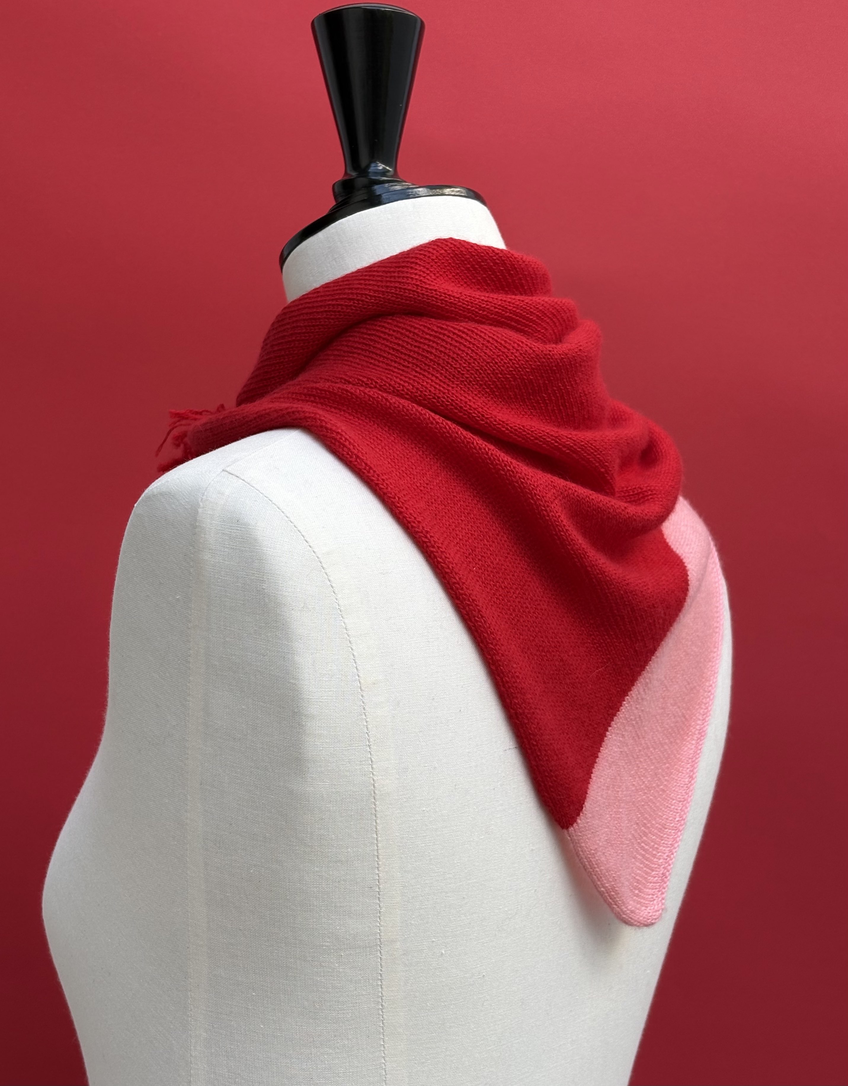 Maison Me Oh! : foulard écharpe cachemire peigné rouge tomate / rose bonbon - Fabrication artisanale en France - Haut de gamme - Ethique - Pièce unique