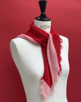 Foulard écharpe cachemire peigné rouge tomate / rose bonbon