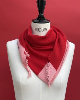Foulard écharpe cachemire peigné rouge tomate / rose bonbon
