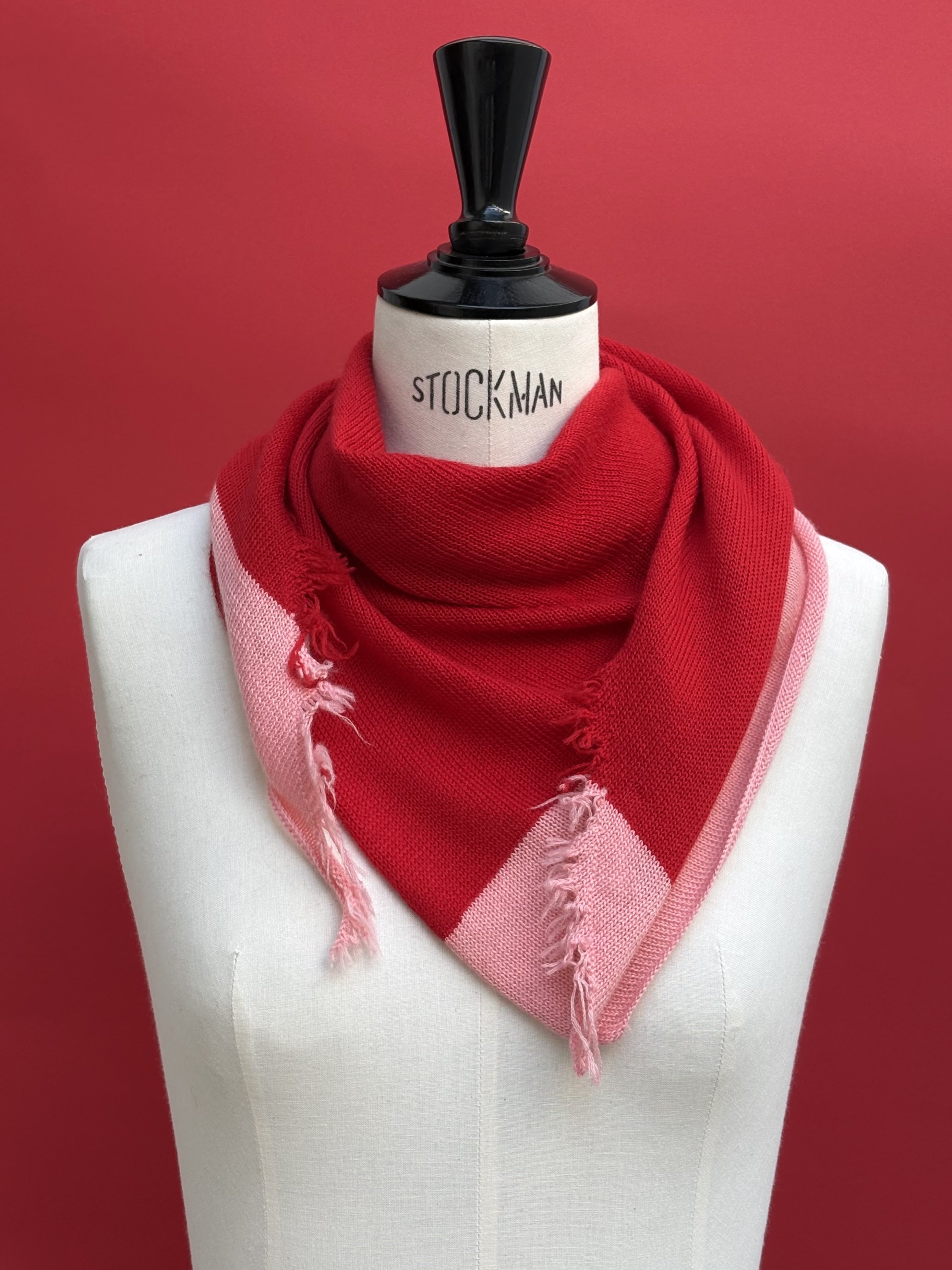 Maison Me Oh! : foulard écharpe cachemire peigné rouge tomate / rose bonbon - Fabrication artisanale en France - Haut de gamme - Ethique - Pièce unique
